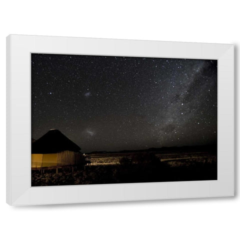Namibia, Namib-Naukluft Park, Milky Way over Hut White Modern Wood Framed Art Print by Kaveney, Wendy