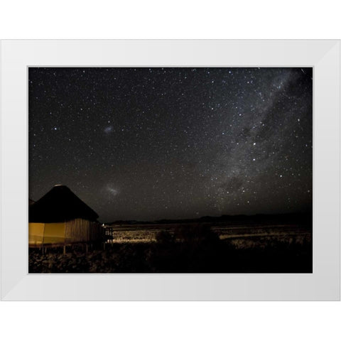 Namibia, Namib-Naukluft Park, Milky Way over Hut White Modern Wood Framed Art Print by Kaveney, Wendy