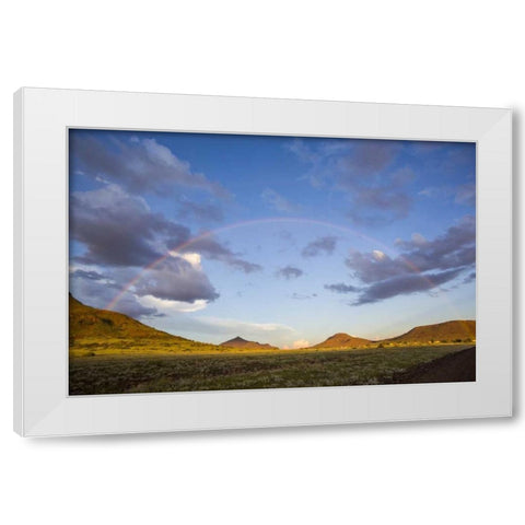Africa, Namibia Landscape with full rainbow White Modern Wood Framed Art Print by Young, Bill