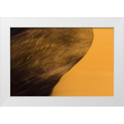Namibia, Namib-Naukluft NP Blowing sand on dune White Modern Wood Framed Art Print by Young, Bill