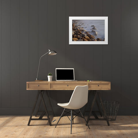 Llandudno Beach at sunset, South Africa White Modern Wood Framed Art Print by Young, Bill