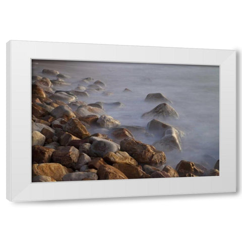 Llandudno Beach at sunset, South Africa White Modern Wood Framed Art Print by Young, Bill