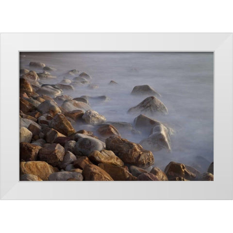Llandudno Beach at sunset, South Africa White Modern Wood Framed Art Print by Young, Bill