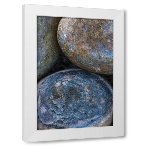 South Buckballbaai Cluster of rounded rocks White Modern Wood Framed Art Print by Young, Bill