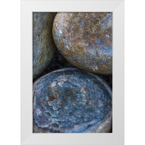 South Buckballbaai Cluster of rounded rocks White Modern Wood Framed Art Print by Young, Bill