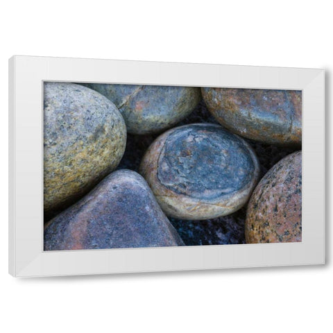 South Buckballbaai Cluster of rounded rocks White Modern Wood Framed Art Print by Young, Bill