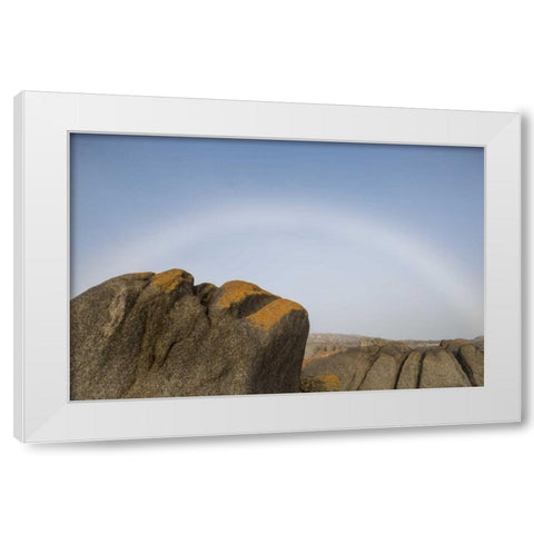 South Boulderbaai Rock resembles Human head White Modern Wood Framed Art Print by Young, Bill