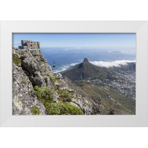 South Cape Town Sky lift on Table Mountain White Modern Wood Framed Art Print by Lord, Fred