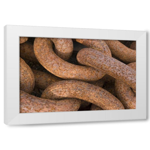 South Georgia Island, Grytviken Rusty chain White Modern Wood Framed Art Print by Paulson, Don