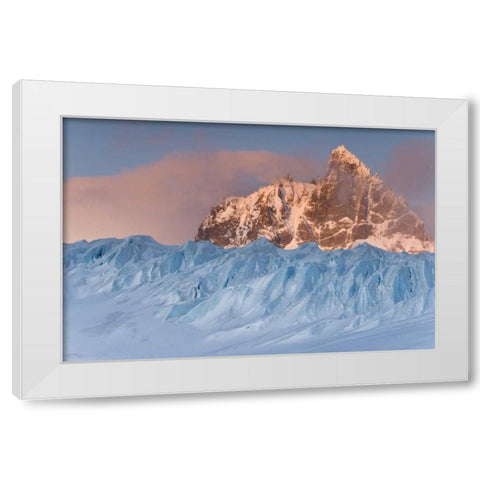 South Georgia Isl,  Graae Glacier and Mt Sabatier White Modern Wood Framed Art Print by Paulson, Don