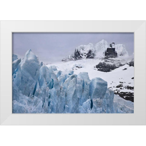 South Georgia Island Harmer Glacier and Starbuck White Modern Wood Framed Art Print by Paulson, Don