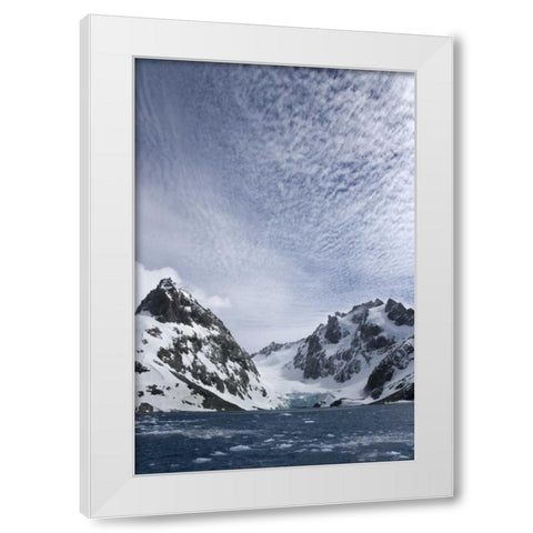 South Georgia Island Dryglaski Fjord and clouds White Modern Wood Framed Art Print by Paulson, Don