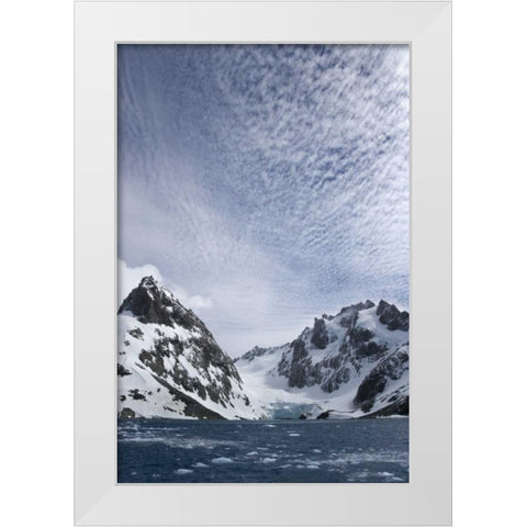 South Georgia Island Dryglaski Fjord and clouds White Modern Wood Framed Art Print by Paulson, Don