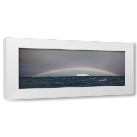 Antarctica, A tabular iceberg under a low rainbow White Modern Wood Framed Art Print by Grall, Don