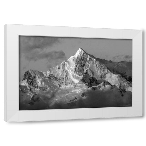 Antarctica, Snow-capped mountain peak at sunrise White Modern Wood Framed Art Print by Young, Bill