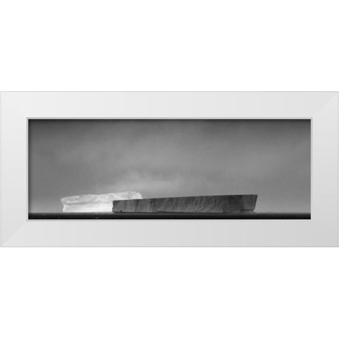 Antarctica, Tabular icebergs in sun and shadow White Modern Wood Framed Art Print by Young, Bill