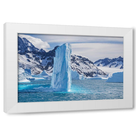Antarctica-South Georgia Island-Coopers Bay Iceberg and mountains at sunrise  White Modern Wood Framed Art Print by Jaynes Gallery