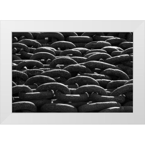 Rusty heavy chains-Grytviken-abandoned whaling station-South Georgia-Antarctica White Modern Wood Framed Art Print by Su, Keren