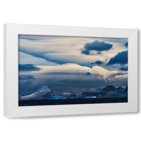 Landscape of iceberg and island in the South Atlantic Ocean-Antarctica White Modern Wood Framed Art Print by Su, Keren