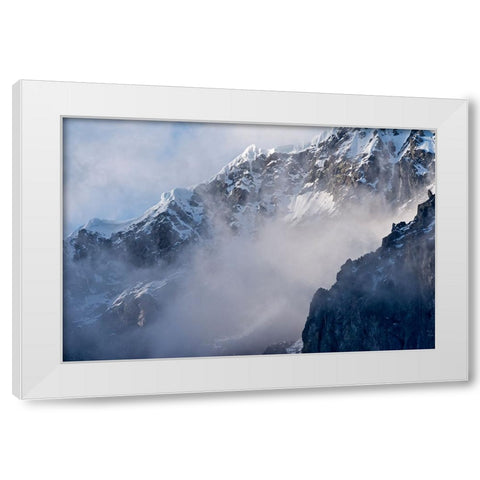 Landscape of island shrouded in mist-Antarctica White Modern Wood Framed Art Print by Su, Keren