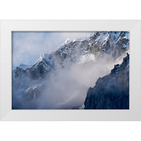 Landscape of island shrouded in mist-Antarctica White Modern Wood Framed Art Print by Su, Keren