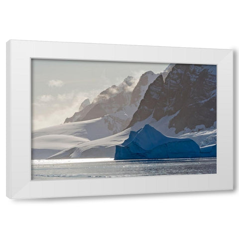 Landscape of snow covered island with iceberg in South Atlantic Ocean-Antarctica White Modern Wood Framed Art Print by Su, Keren