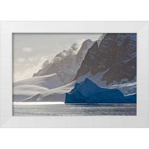 Landscape of snow covered island with iceberg in South Atlantic Ocean-Antarctica White Modern Wood Framed Art Print by Su, Keren