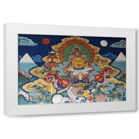 Bhutan, Punakha Murals in Punakha Dzong temple White Modern Wood Framed Art Print by Kirkland, Dennis