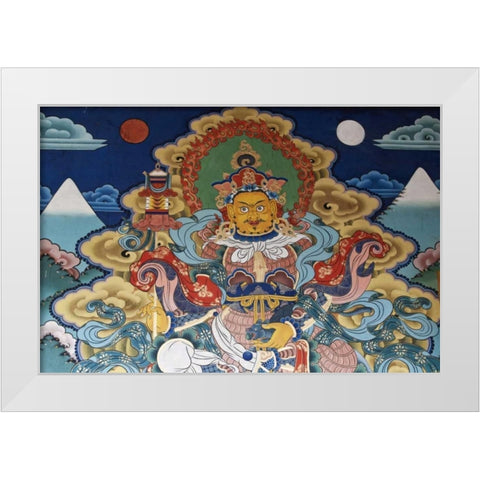 Bhutan, Punakha Murals in Punakha Dzong temple White Modern Wood Framed Art Print by Kirkland, Dennis
