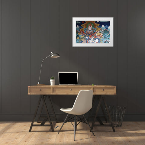 Bhutan, Punakha Murals in Punakha Dzong temple White Modern Wood Framed Art Print by Kirkland, Dennis