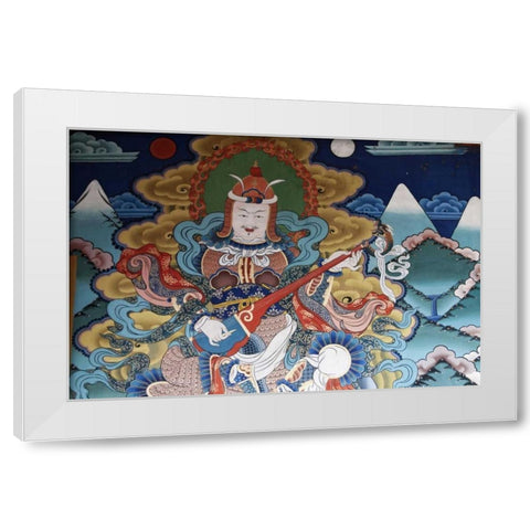 Bhutan, Punakha Murals in Punakha Dzong temple White Modern Wood Framed Art Print by Kirkland, Dennis