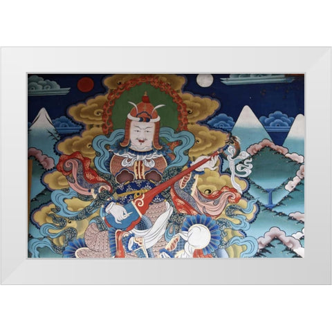 Bhutan, Punakha Murals in Punakha Dzong temple White Modern Wood Framed Art Print by Kirkland, Dennis