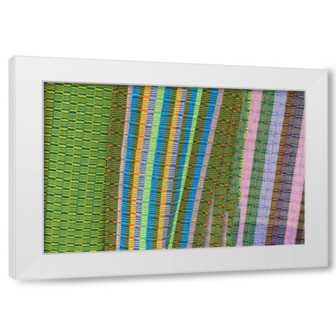 Bhutan-Thimphu Traditional Bhutanese hand woven textiles White Modern Wood Framed Art Print by Hopkins, Cindy Miller