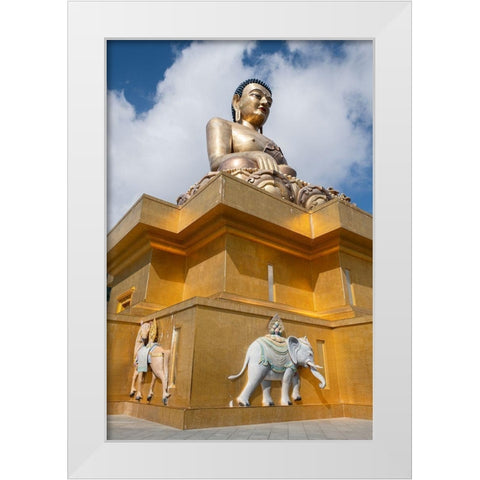 Bhutan-Thimphu Kuensel Phodrang-aka Buddha Point-home to the largest Buddha statue in the country White Modern Wood Framed Art Print by Hopkins, Cindy Miller