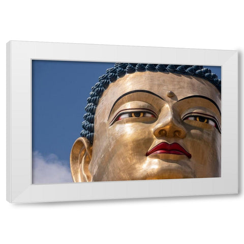 Bhutan-Thimphu Kuensel Phodrang-aka Buddha Point-largest Buddha statue in the country White Modern Wood Framed Art Print by Hopkins, Cindy Miller