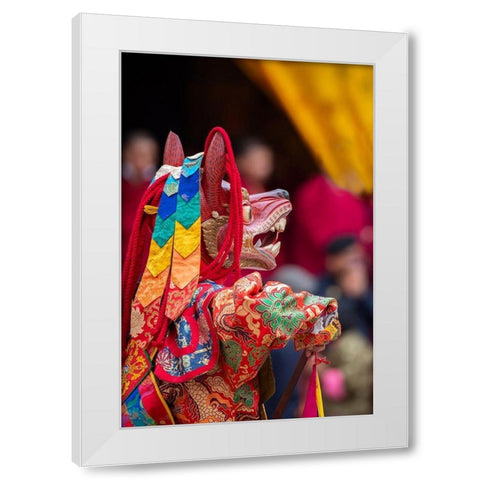 Bhutan-Punakha Dzong Punakha Drubchen Festival-masked dancers White Modern Wood Framed Art Print by Hopkins, Cindy Miller