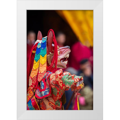 Bhutan-Punakha Dzong Punakha Drubchen Festival-masked dancers White Modern Wood Framed Art Print by Hopkins, Cindy Miller