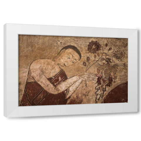 Myanmar, Bagan Artwork in a Buddhist temple White Modern Wood Framed Art Print by Zuckerman, Jim