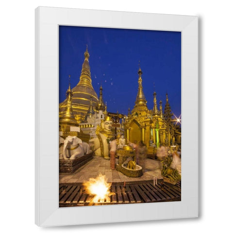 Myanmar, Yangon Shwedagon Temple exterior White Modern Wood Framed Art Print by Zuckerman, Jim