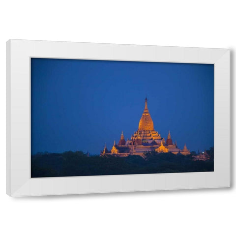 Myanmar, Bagan Twilight on Ananda Temple White Modern Wood Framed Art Print by Zuckerman, Jim