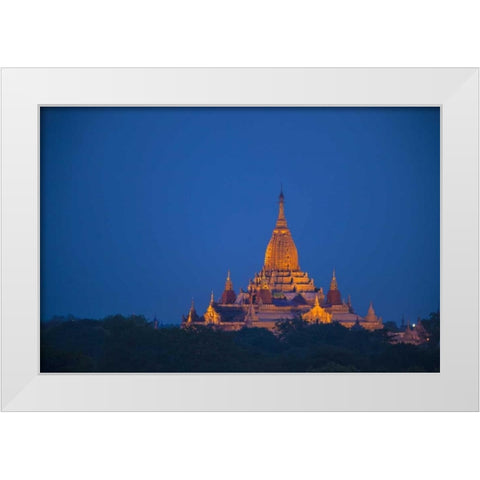 Myanmar, Bagan Twilight on Ananda Temple White Modern Wood Framed Art Print by Zuckerman, Jim