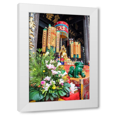 Asia-China-Sichuan Province-Cheng Du-Temple White Modern Wood Framed Art Print by Looney, Hollice