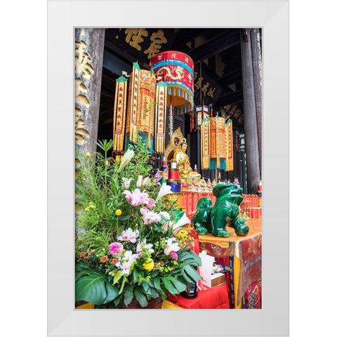 Asia-China-Sichuan Province-Cheng Du-Temple White Modern Wood Framed Art Print by Looney, Hollice