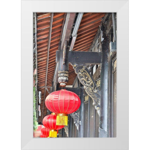 Asia-China-Sichuan Province-Cheng Du-Lanterns White Modern Wood Framed Art Print by Looney, Hollice