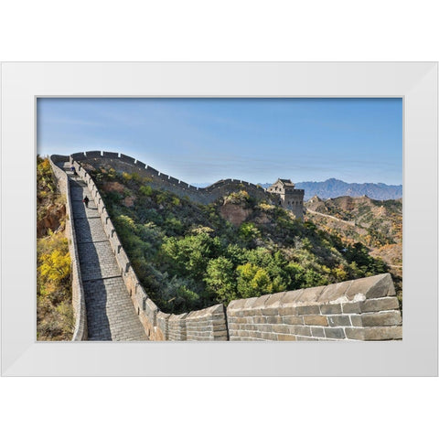 Asia-China-Jinshanling-The Great Wall White Modern Wood Framed Art Print by Looney, Hollice