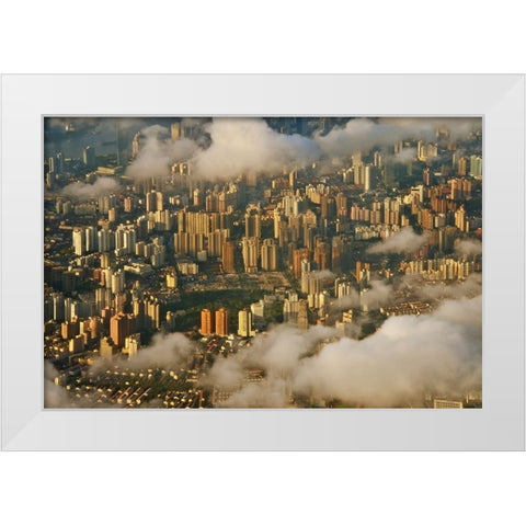 Aerial view of Shanghai-China White Modern Wood Framed Art Print by Su, Keren