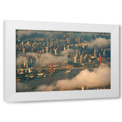 Aerial view of Shanghai-China White Modern Wood Framed Art Print by Su, Keren