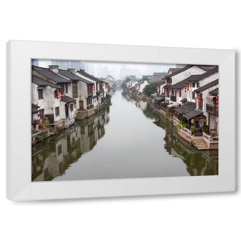 Traditional houses along the Grand Canal-Wuxi-Jiangsu Province-China White Modern Wood Framed Art Print by Su, Keren