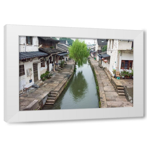 Old houses along the Grand Canal-Shaoxing-Zhejiang Province-China White Modern Wood Framed Art Print by Su, Keren