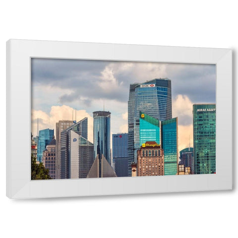 High rises in Pudong-Shanghai-China White Modern Wood Framed Art Print by Su, Keren
